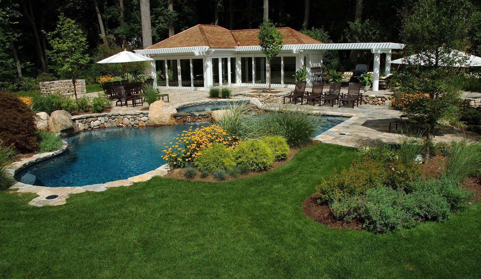 Swimming Pool with Pretty Gardens